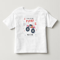 Young Wild And Five 5th Birthday Kids Monster Car