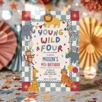 Young Wild And Four 4th Birthday Party Animals