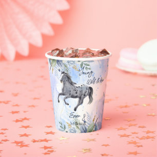 Young wild and free galloping Appaloosa birthday Paper Cups
