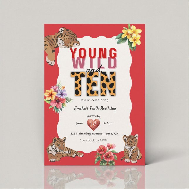 Young Wild and Ten Tiger Jungle Birthday Invitation (Creator Uploaded)