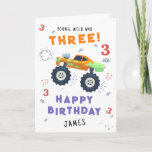 Young Wild And Three 3rd Birthday Kids Monster Car Card<br><div class="desc">Young Wild And Three 3rd Birthday Kids Monster Car Trucks Birthday Card Greeting Card features a cute and colourful monster car trucks with the text "Young, wild and three" in modern typography script accented with the number 3 and doodles. Below "Happy Birthday" personalise with your name and add your custom...</div>