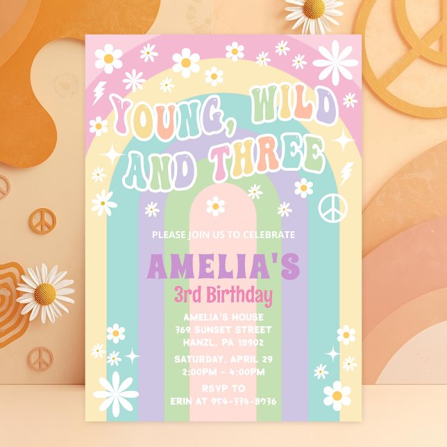 Young wild and three birthday invitation (Creator Uploaded)