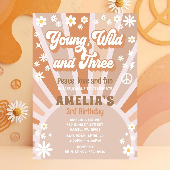 Young wild and three birthday invitation (Creator Uploaded)
