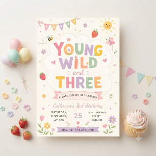 Young Wild and Three Birthday Invitation