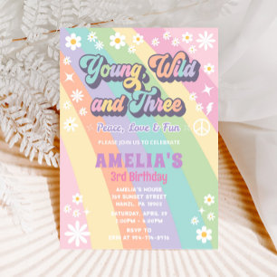 Young wild and three birthday invitation