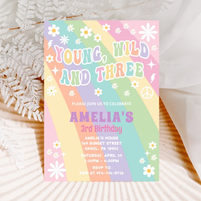Young wild and three birthday invitation (Creator Uploaded)