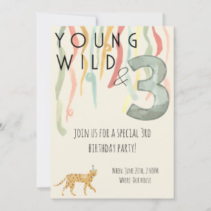 Young Wild and Three Birthday Party Invite