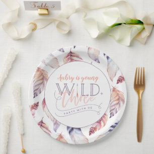 Young, wild and three birthday party paper plate