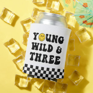 Young Wild and Three Boy 3rd Birthday Can Cooler