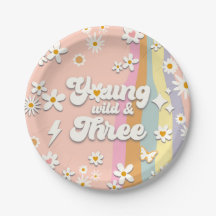 Young Wild and Three Groovy 3rd Birthday Plate