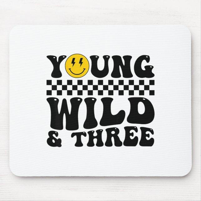 Young Wild And Three Groovy Retro 3 Years Old Kid  Mouse Pad (Front)