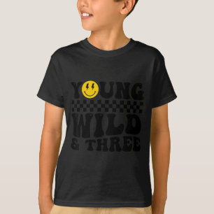 Young Wild And Three Groovy Retro 3 Years Old Kid T-Shirt