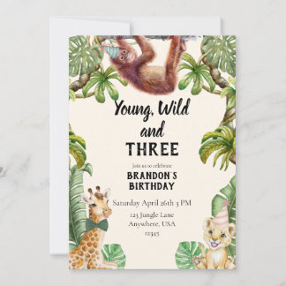 Young, wild and three invitation