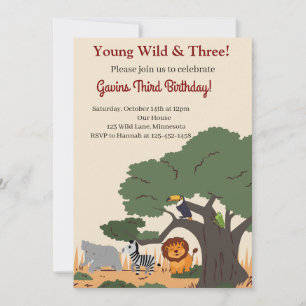 Young Wild and Three! Invitation
