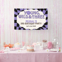 Young Wild and Three Lavender Retro 3rd Birthday