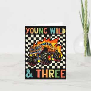 Young Wild And Three Monster Truck 3rd Birthday 3y Card
