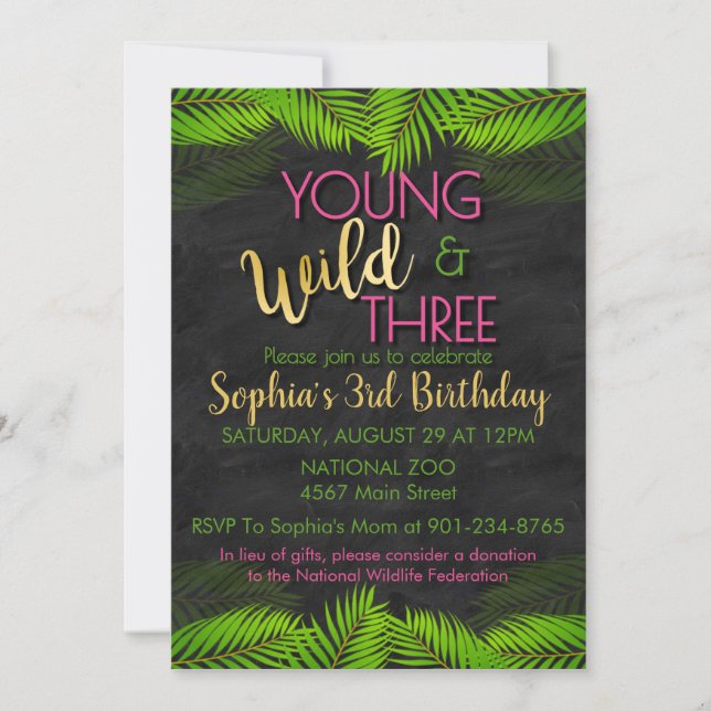 Young Wild and Three Party Wild 3rd Birthday Invitation (Front)