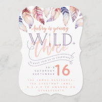 Young, wild and three photo birthday invitation.