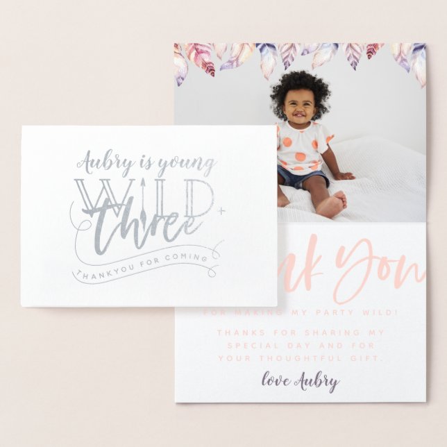 Young wild and three real foil photo thank you foil card (Display)