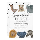 Young Wild and Three Safari Birthday Party Invitat