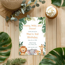 Young Wild and Three Safari Jungle Birthday