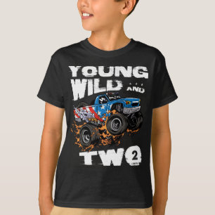 Young, Wild and Two - 2nd Birthday Monster Truck P T-Shirt