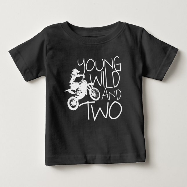 Young Wild and Two Birthday Boy Baby T-Shirt (Front)