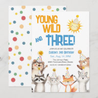 Young Wild Forest Animals Party Hats 3rd Birthday