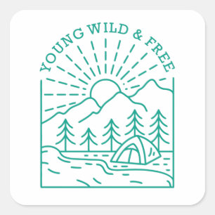 Young Wild Free Square Sticker