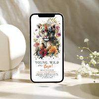 Young Wild Three 3rd Birthday Kids Cute Tiger