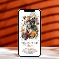 Young Wild Three 3rd Birthday Kids Cute Tiger