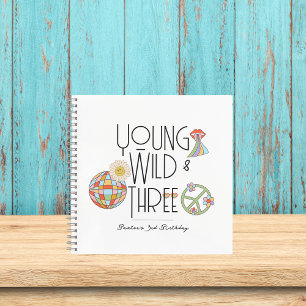 Young, Wild & Three Birthday Guest Book Boho