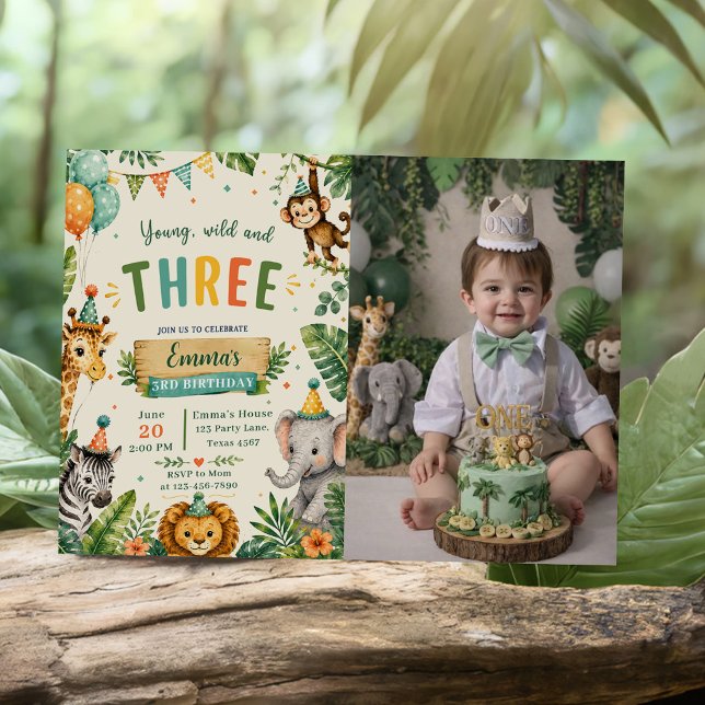 Young Wild & Three Birthday Party Invitation (Creator Uploaded)