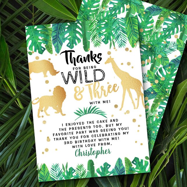 Young Wild & Three Boys Third Birthday Thank You Card (Creator Uploaded)