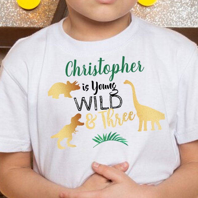 Young Wild & Three Dinosaur Boys 3rd Birthday Toddler T-Shirt (Creator Uploaded)