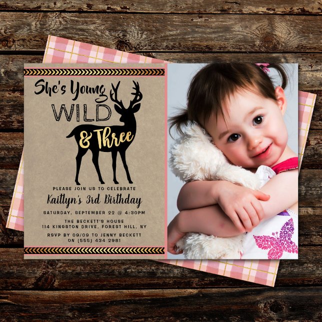 Young Wild & Three Girls 3rd Birthday Invitations (Creator Uploaded)