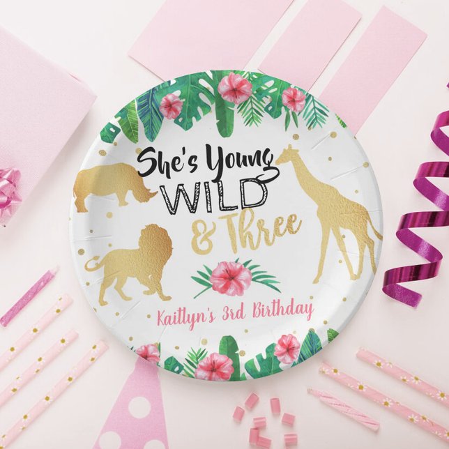 Young Wild & Three Girls Third Birthday Paper Plate (Creator Uploaded)