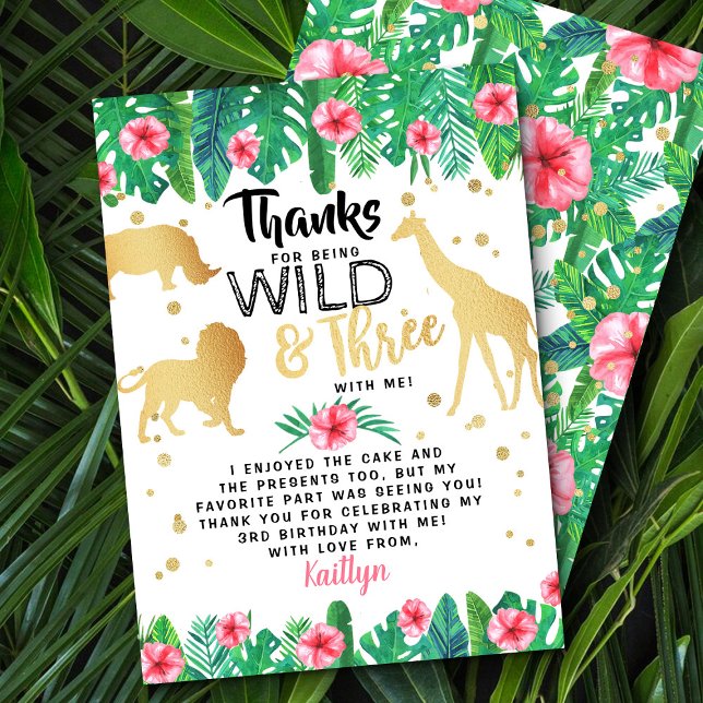 Young Wild & Three Girls Third Birthday Thank You Card (Creator Uploaded)