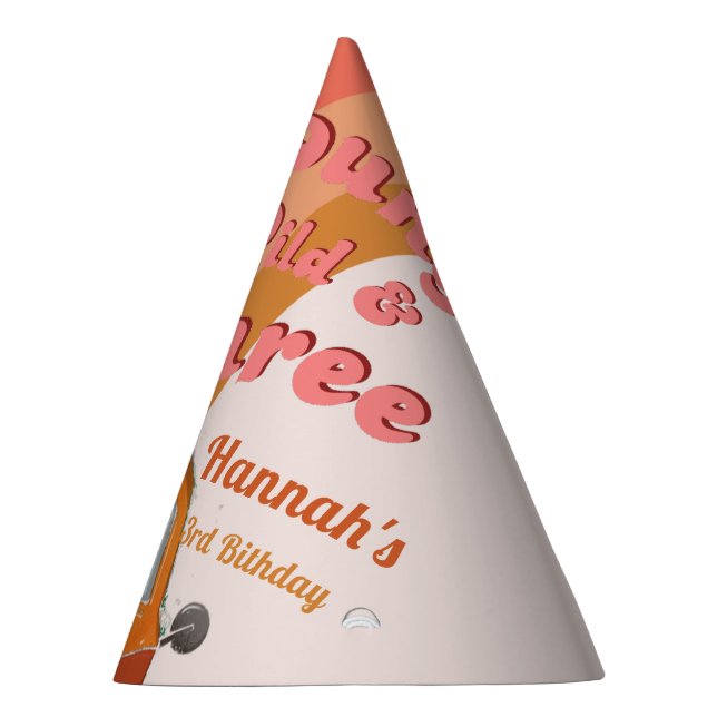 Young wild & Three Groovy daisy 3rd Birthday Party Hat (Right)