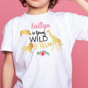 Young Wild & Three Jungle Girls 3rd Birthday Toddler T-Shirt