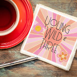 Young, Wild & Three | Kid Birthday Napkin | Pink<br><div class="desc">Throwing your wild child a third birthday party? Add these paper napkins to make sure the vibes are flowing 😎
Available in a variety of options   styles!</div>