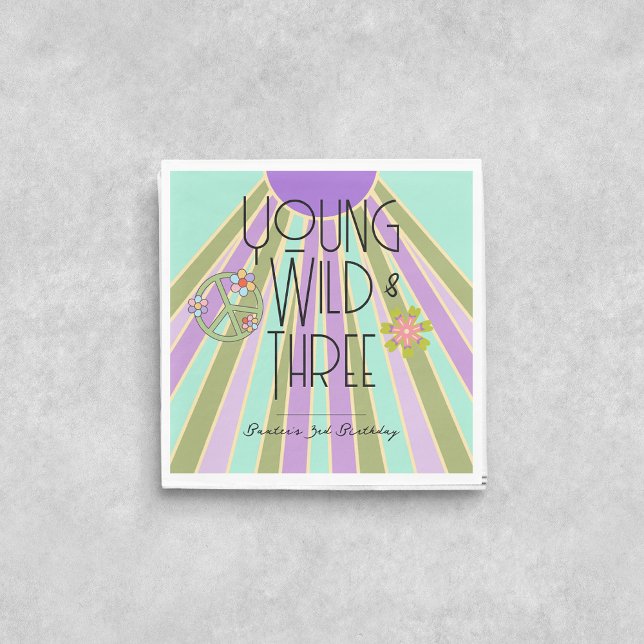 Young, Wild & Three | Kid Birthday Napkins | Cools (Creator Uploaded)