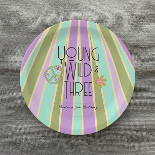 Young, Wild & Three Kid Birthday Plates Cools