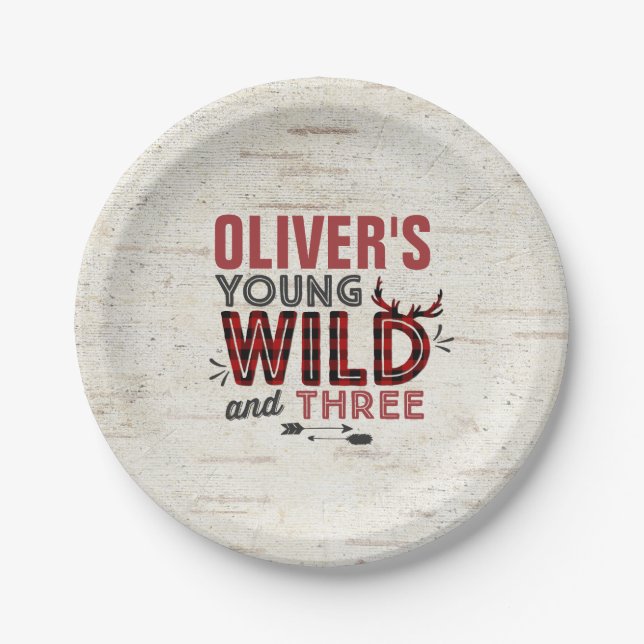 Young Wild & Three Paper Plate Rustic Lumberjack (Front)