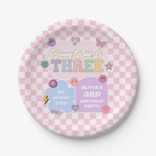 Young Wild & Three Preppy Patch 3rd Birthday Party Paper Plate