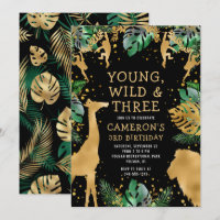 Young Wild Three Safari Green Black 3rd Birthday