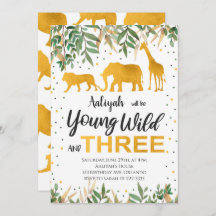 Young Wild Three Safari Invitation