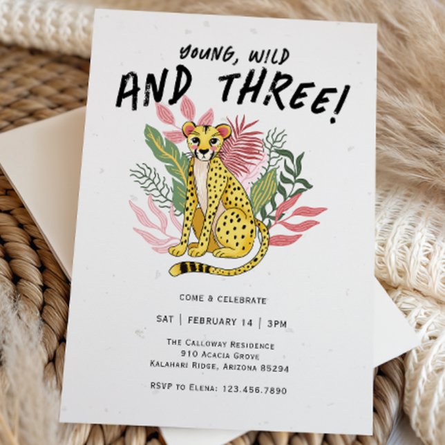 Young Wild Three Safari Kids Birthday Party Invitation (Creator Uploaded)