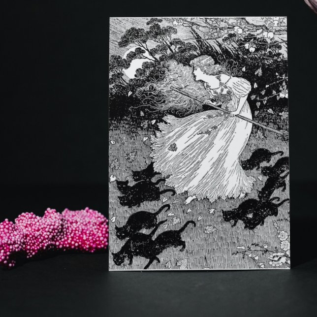 Young witch and black cats card (Creator Uploaded)