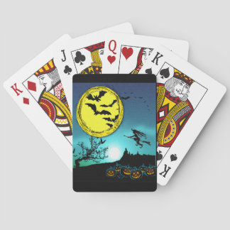 Young Witch Flying Amongst the Night Sky Playing Cards